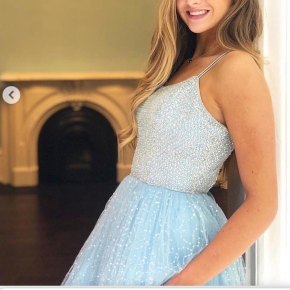 SHERRI HILL Ivory White Beaded Sequin Tulle Formal Dress Size 4 52913 - Picture 5 of 16